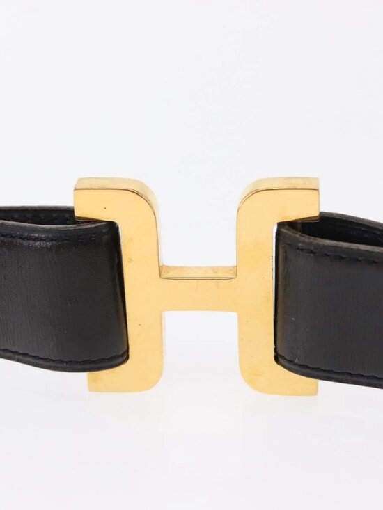 HERMES Belt Leather Black Gold main image 12